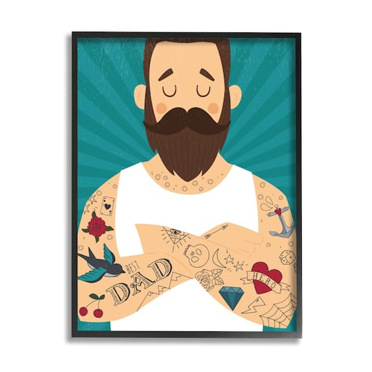 Stupell Industries Best Dad Father's Day Tattoos Framed Giclee Art